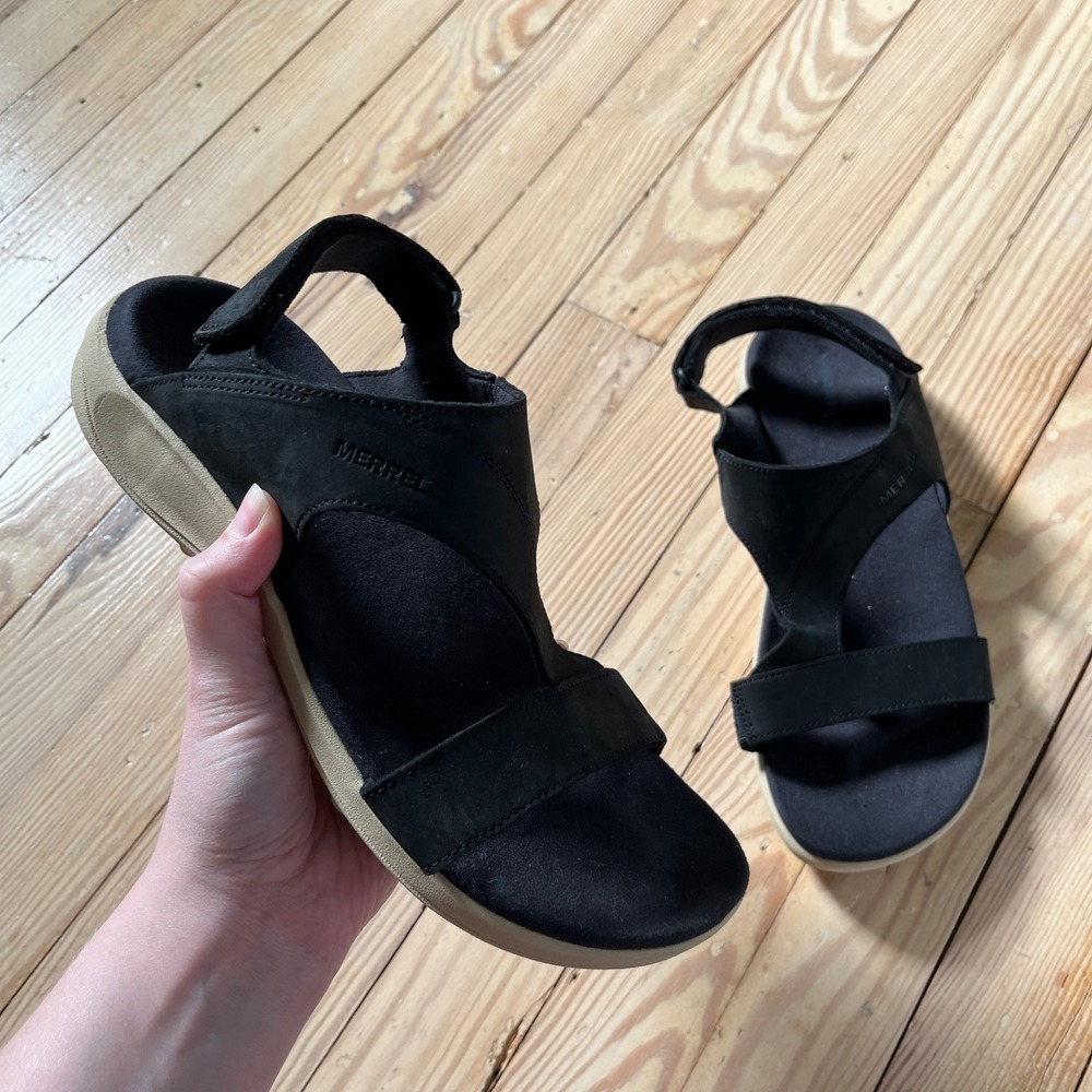 Merrell District Mendi Backstrap Sandals Womens 9 Black Leather J006772 Strappy